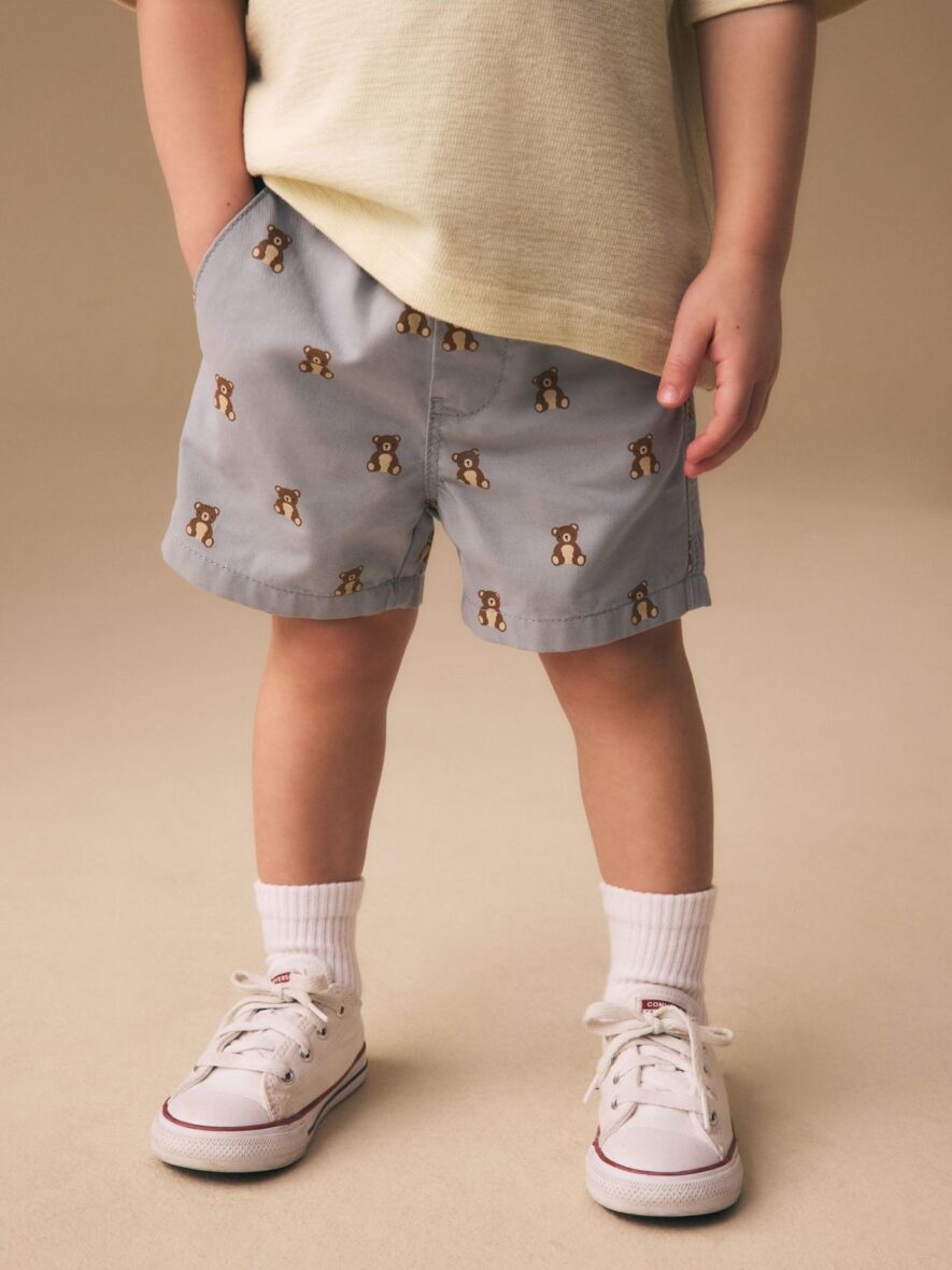 Blue Bear Print Pull On Shorts 1