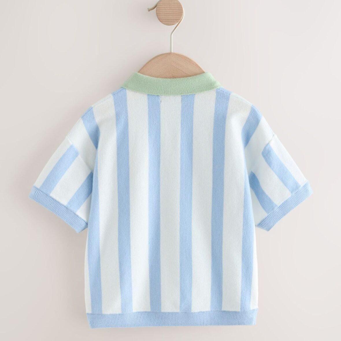 Blue Character Button Neck Knitted Polo Shirt 4