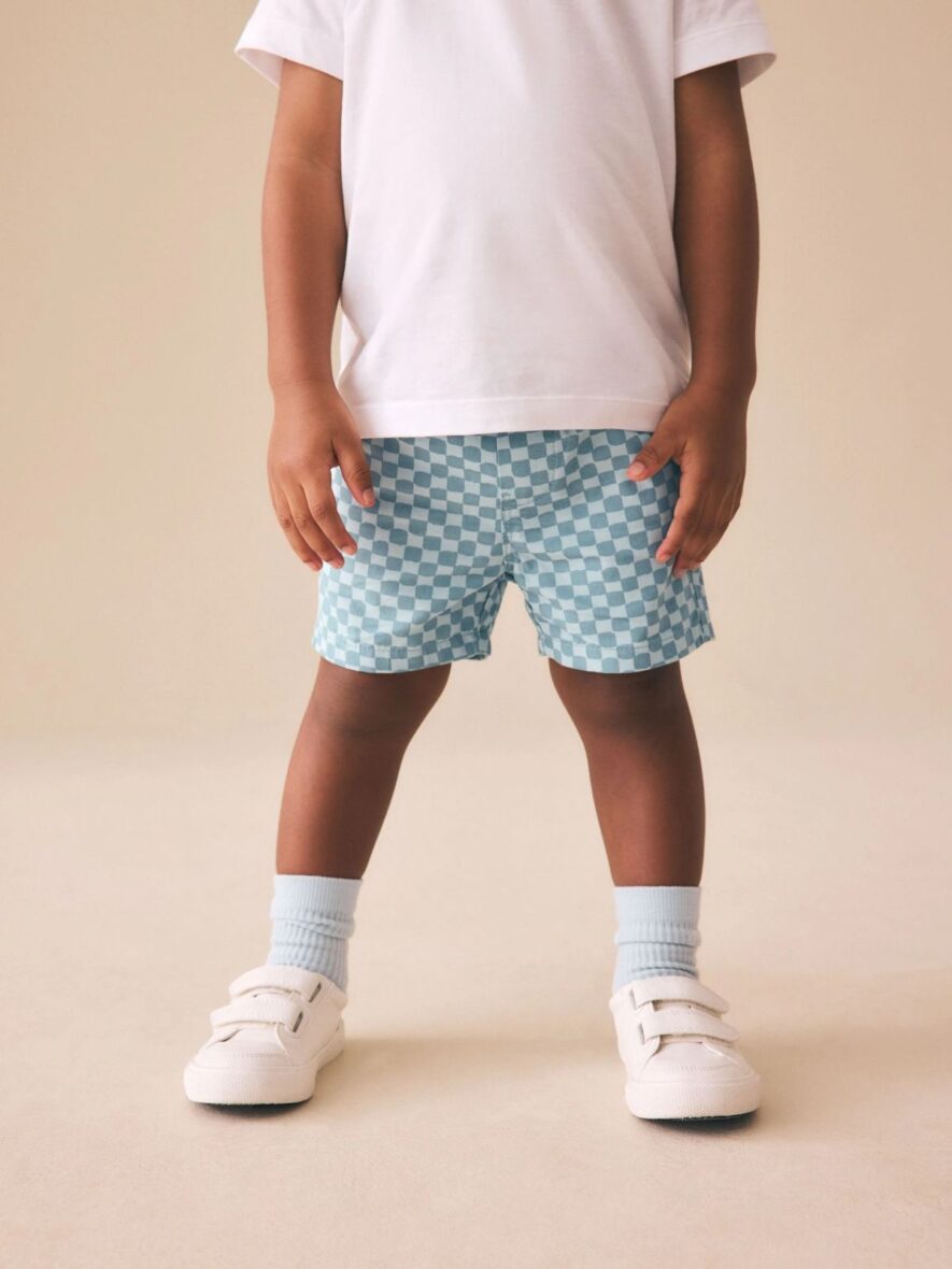 Blue Checkerboard Pull On Shorts 1