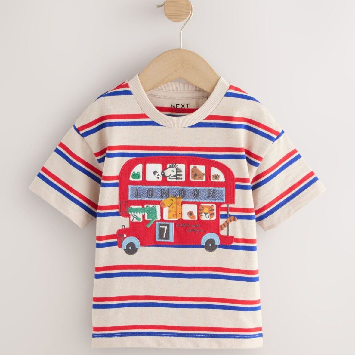 Blue/Cream Stripe Short Sleeve Appliqué T-Shirt (3mths-7yrs)