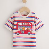 Blue/Cream Stripe Short Sleeve Appliqué T-Shirt 2