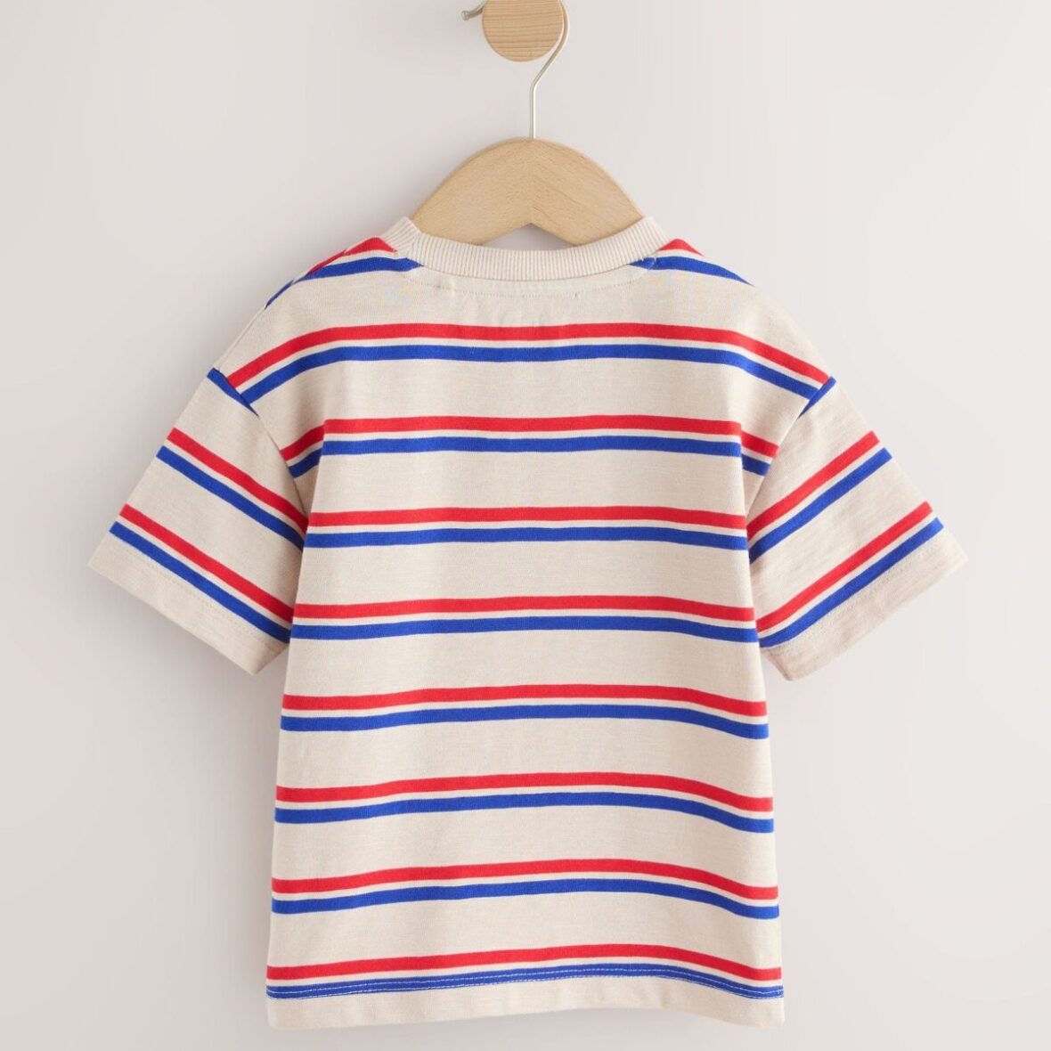 Blue Cream Stripe Short Sleeve Appliqué T-Shirt 2