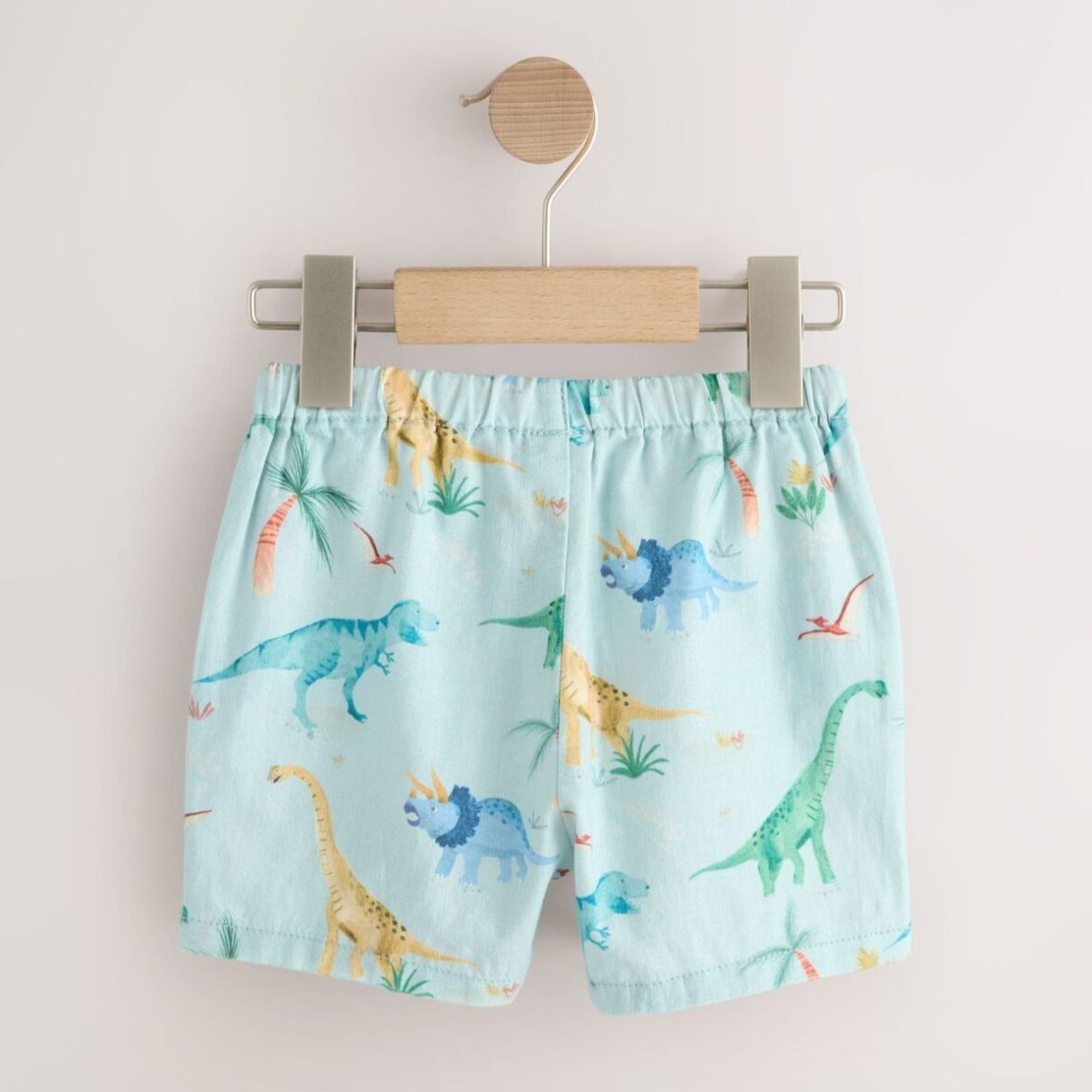 Blue Dino Print Linen Blend Pull On Shorts 3