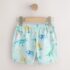 Blue Dino Print Linen Blend Pull On Shorts 4