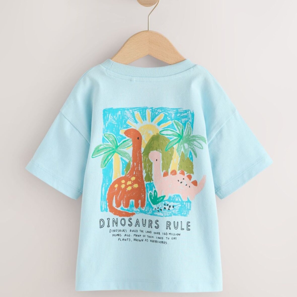 Blue Dinosaur Short Sleeve Back Print T-Shirt 1