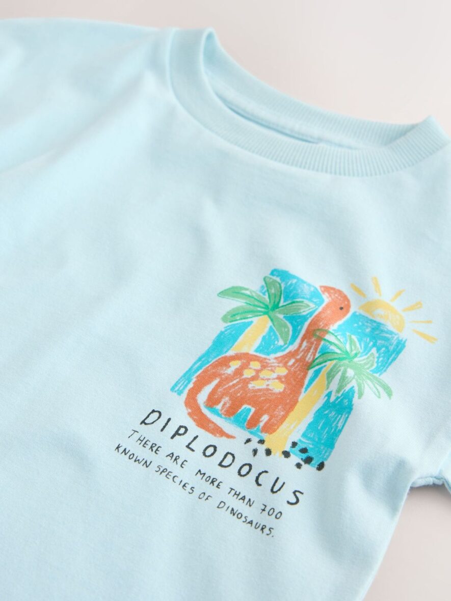 Blue Dinosaur Short Sleeve Back Print T-Shirt 3