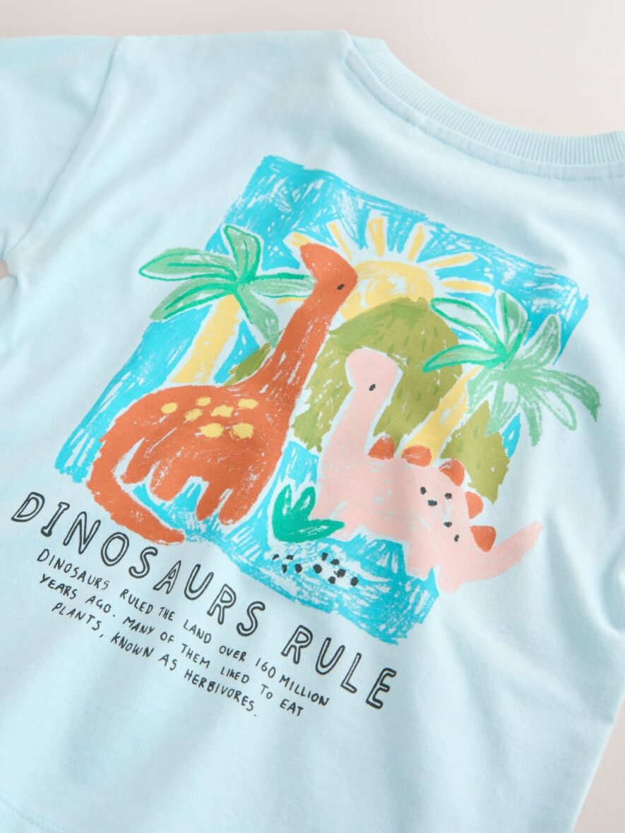Blue Dinosaur Short Sleeve Back Print T-Shirt 4