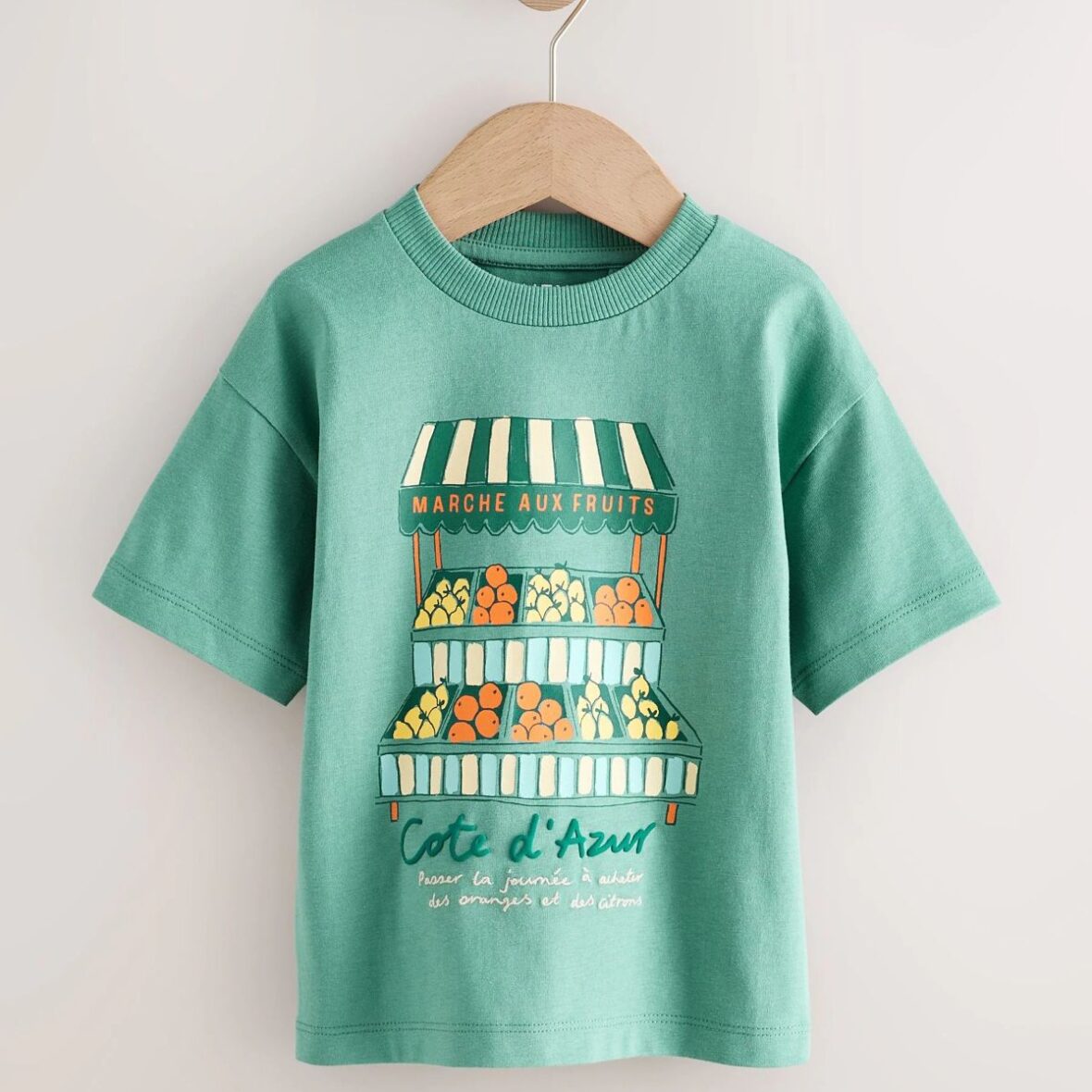 Blue/Green Fruit Stall Short Sleeve Appliqué T-Shirt (3mths-7yrs)