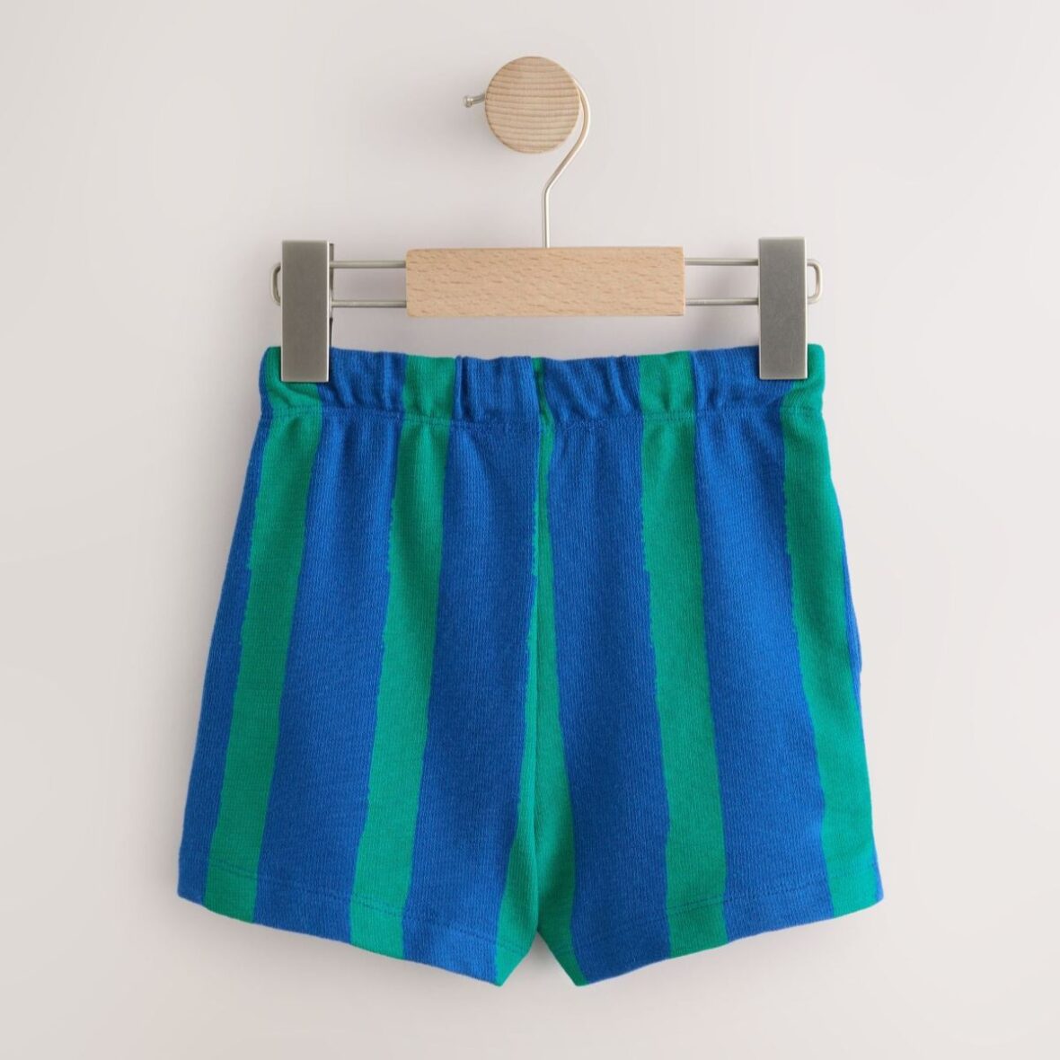 Blue Green Stripe Textured Shorts 2