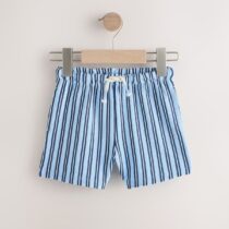 Blue Navy Stripe Textured Shorts 4