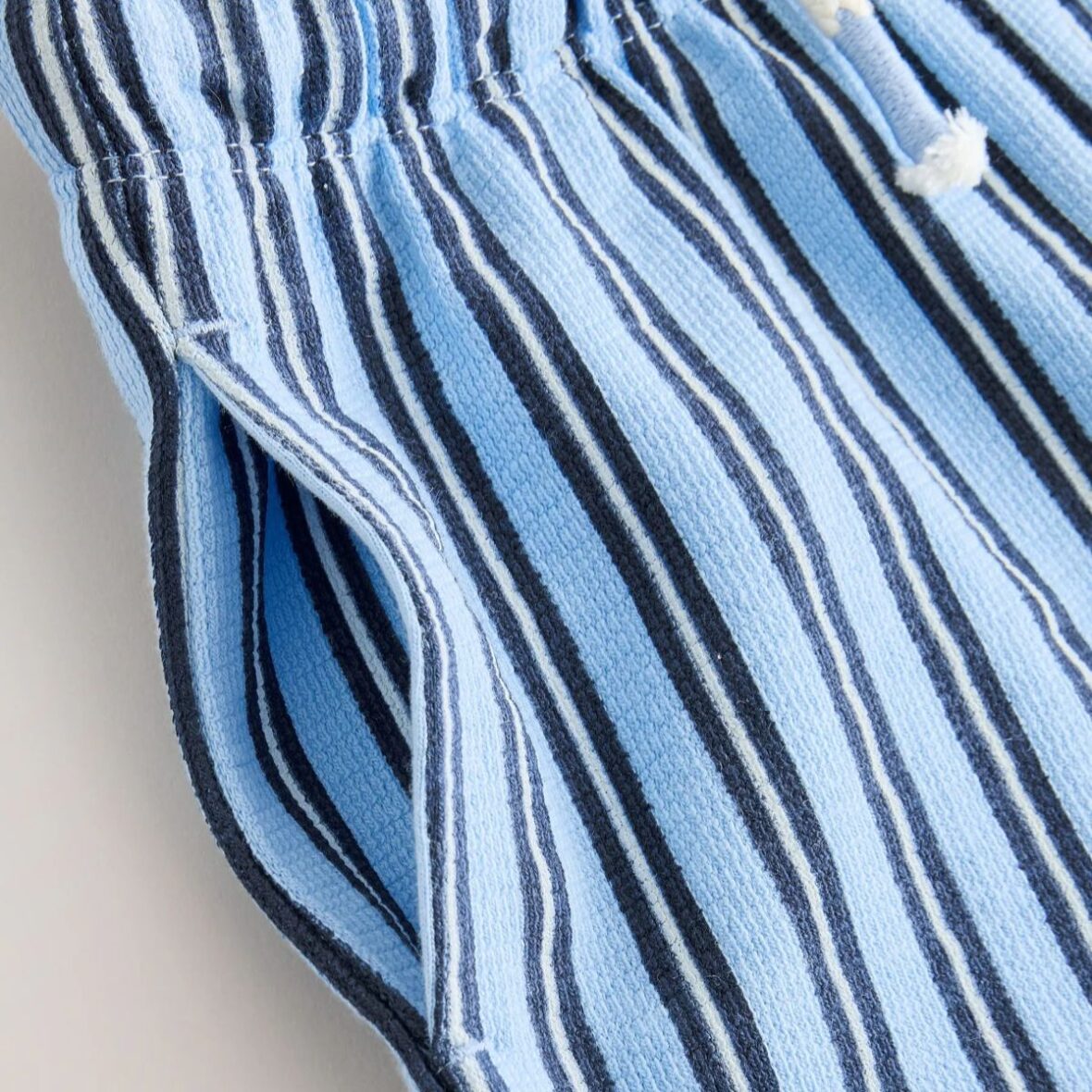Blue Navy Stripe Textured Shorts 4