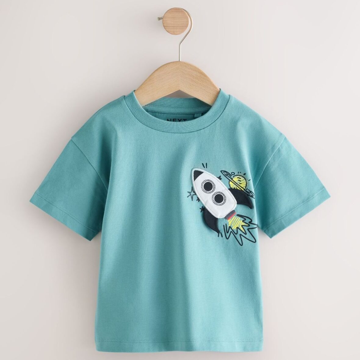 Blue Rocketship Short Sleeve Interactive T-Shirt (3mths-7yrs)