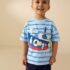 Blue Stripe Sealife Boat Short Sleeve Interactive T-Shirt 3