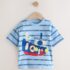 Blue Stripe Sealife Boat Short Sleeve Interactive T-Shirt 1