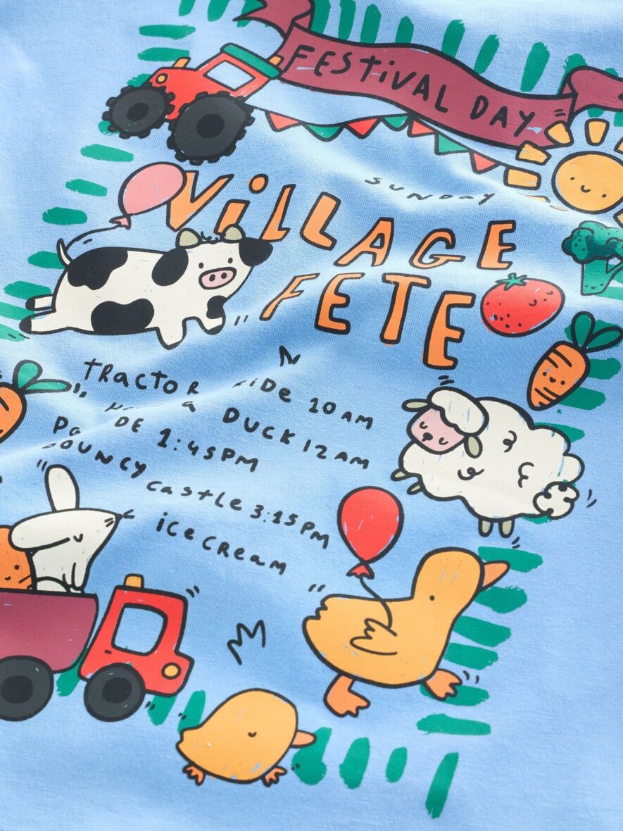 Blue Village Fete Short Sleeve Back Print T-Shirt 4