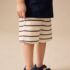 Blue/White Stripe Textured Shorts 2