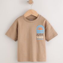 Brown Beach Vibes Short Sleeve Back Print T-Shirt 3