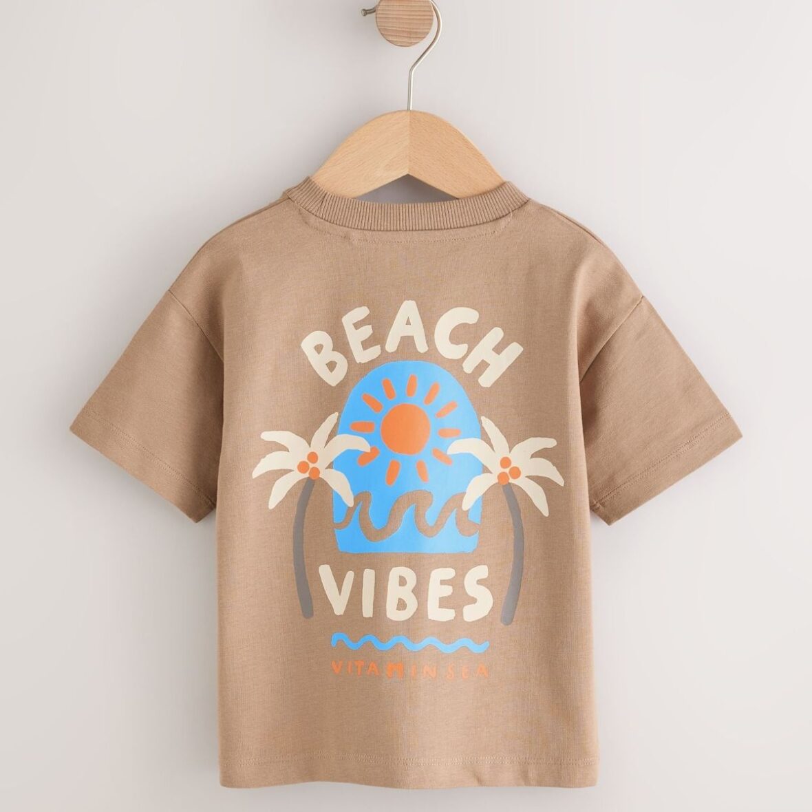 Brown Beach Vibes Short Sleeve Back Print T-Shirt 3
