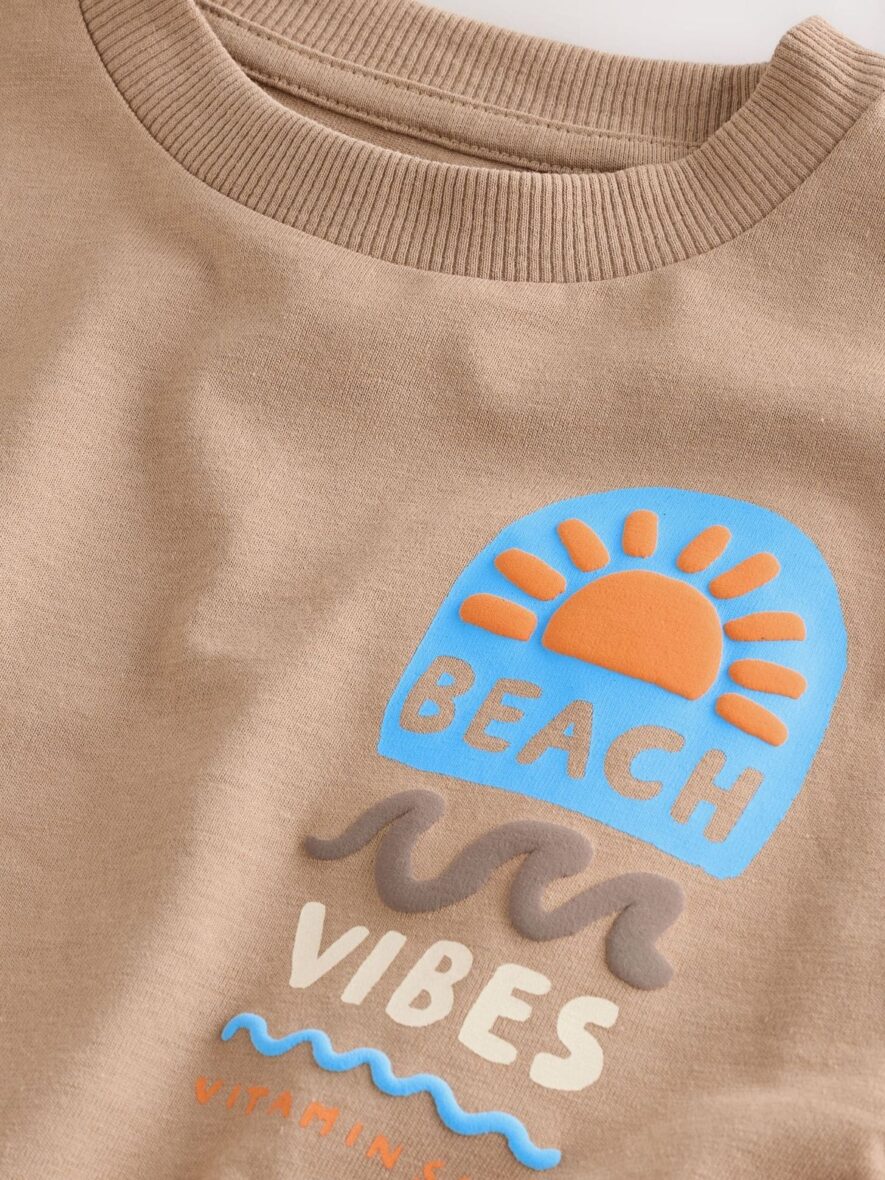 Brown Beach Vibes Short Sleeve Back Print T-Shirt 4