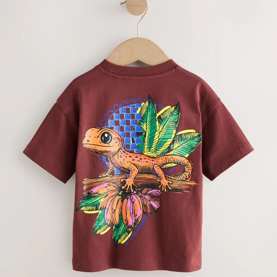 Burgundy Red Gecko Short Sleeve Back Print T-Shirt 3