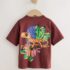 Burgundy Red Gecko Short Sleeve Back Print T-Shirt 2