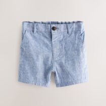 Chambray Blue Linen Blend Chino Shorts 4