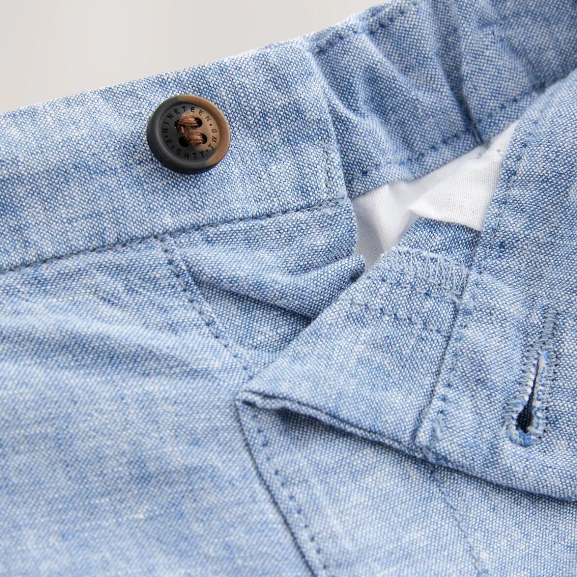 Chambray Blue Linen Blend Chino Shorts 4