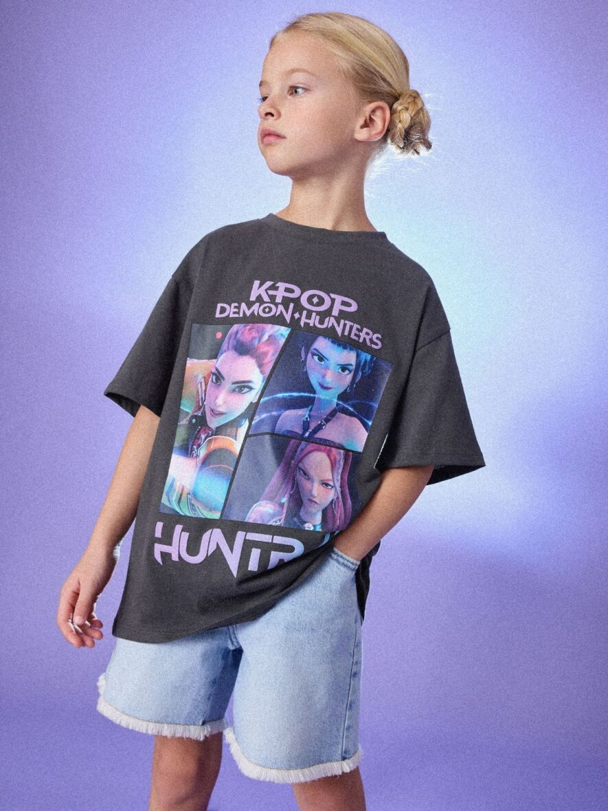 Charcoal Grey KPOP Demon Hunters Short Sleeve T-Shirt 1