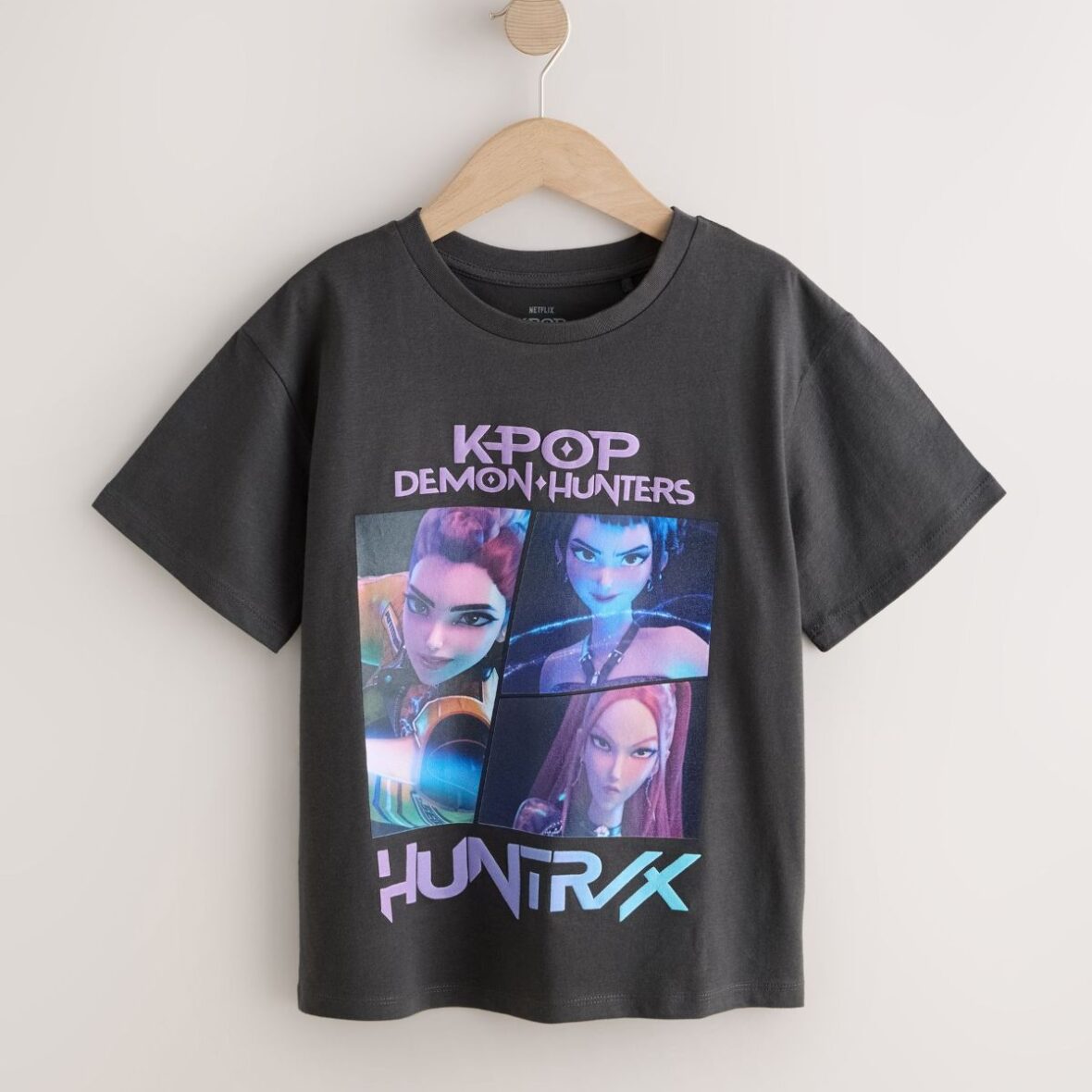 Charcoal Grey KPOP Demon Hunters Short Sleeve T-Shirt (6-16yrs)