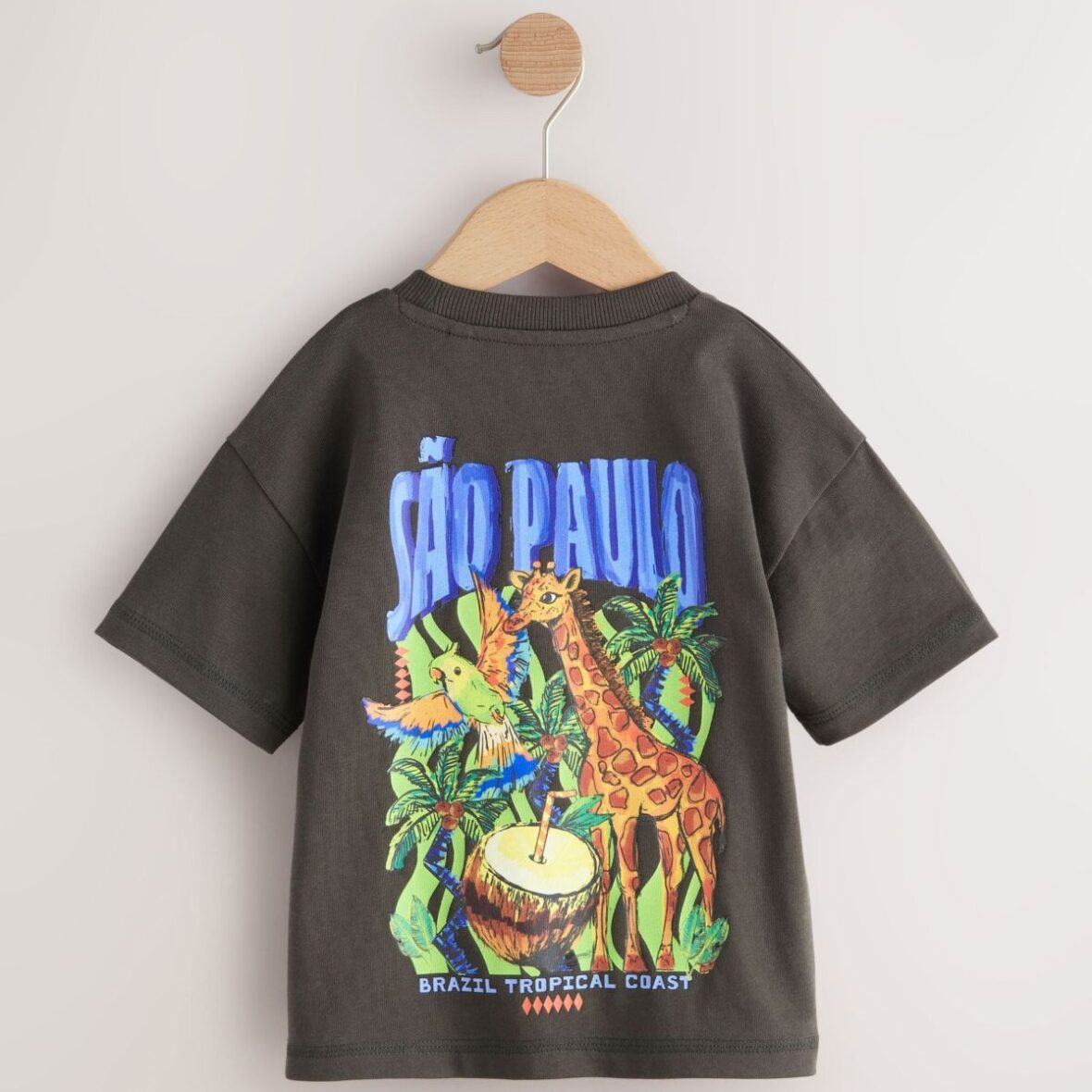 Charcoal Grey Sao Paulo Short Sleeve Back Print T-Shirt 3