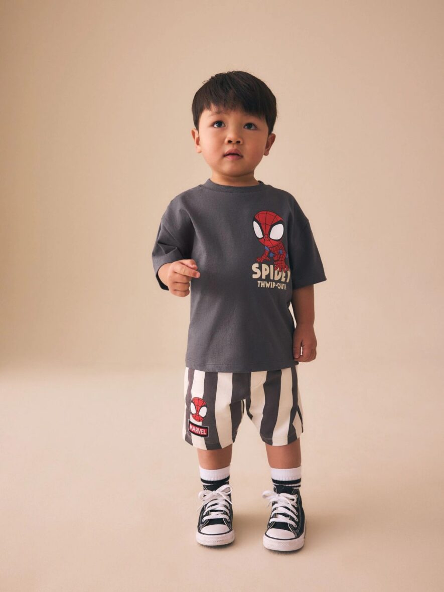 Charcoal Grey Spider-Man T-Shirt And Shorts Set 1