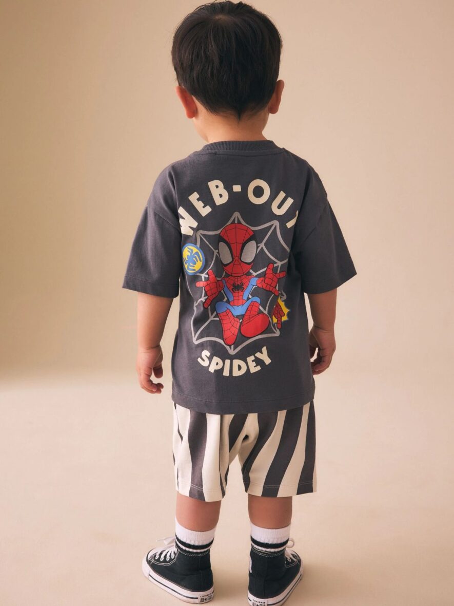 Charcoal Grey Spider-Man T-Shirt And Shorts Set 2