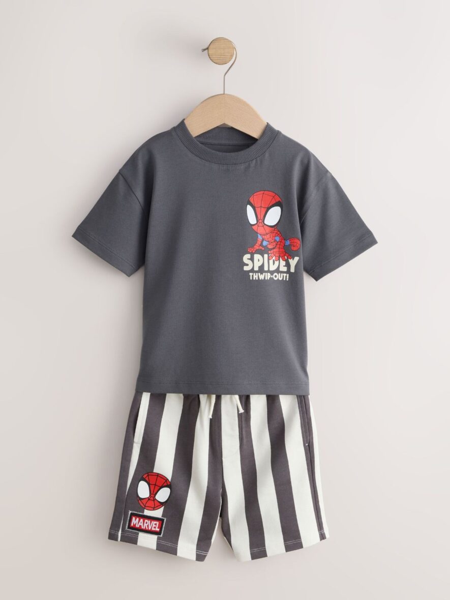 Next Charcoal Grey Spider-Man T-Shirt And Shorts Set (3mths-8yrs)