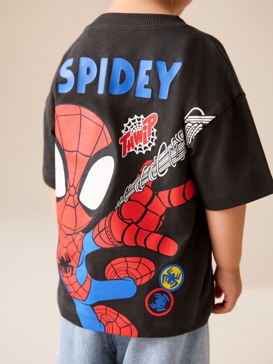 Charcoal Grey Spidey Marvel Short Sleeve Cotton T-Shirt 1