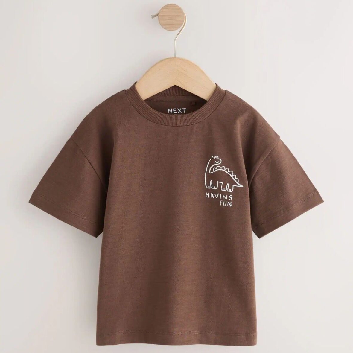 Chocolate Brown Dinosaur Club Oversized Short Sleeve Back Print T-Shirt (3mths-7yrs)