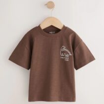 Chocolate Brown Dinosaur Club Oversized Short Sleeve Back Print T-Shirt 1
