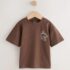 Chocolate Brown Dinosaur Club Oversized Short Sleeve Back Print T-Shirt 1
