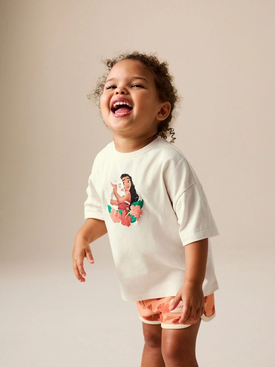 Coral Ecru Disney Moana Short Sleeve Top and Shorts Set 2