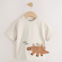 Cream Dinosaur Short Sleeve Interactive T-Shirt 1