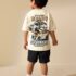 Cream Race Car Short Sleeve Back Print T-Shirt 3
