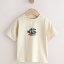 Cream Race Car Short Sleeve Back Print T-Shirt 4