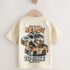 Cream Race Car Short Sleeve Back Print T-Shirt 1