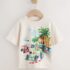 Cream Watercolour Race Car Scene Short Sleeve Back Print T-Shirt 1