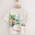Cream Watercolour Race Car Scene Short Sleeve Back Print T-Shirt 2