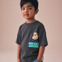 Dark Grey Mickey Mouse Short Sleeve T-Shirt 1