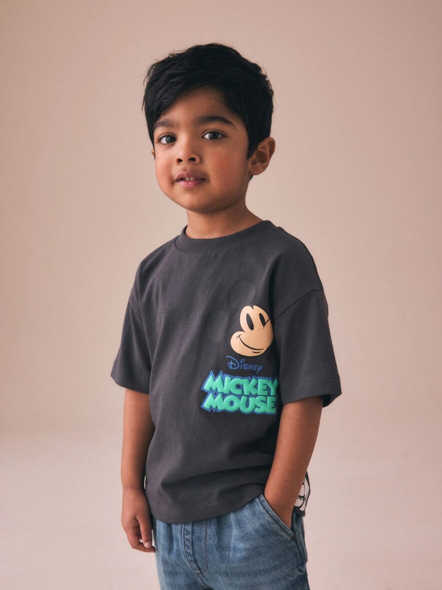 Dark Grey Mickey Mouse Short Sleeve T-Shirt (3mths-8yrs)