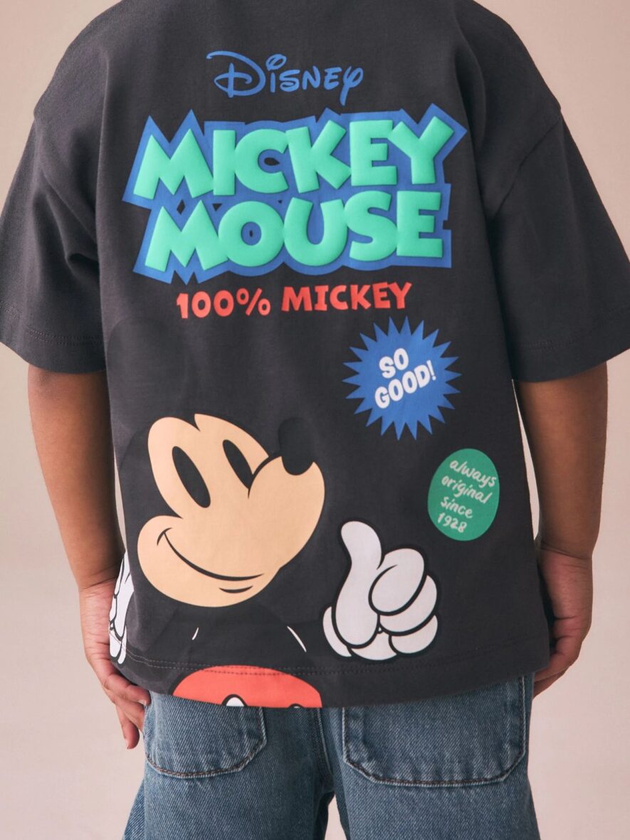 Dark Grey Mickey Mouse Short Sleeve T-Shirt 2