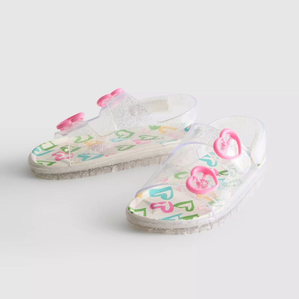 Double Buckle Strap Glitter Jelly Slingback Sandals 2