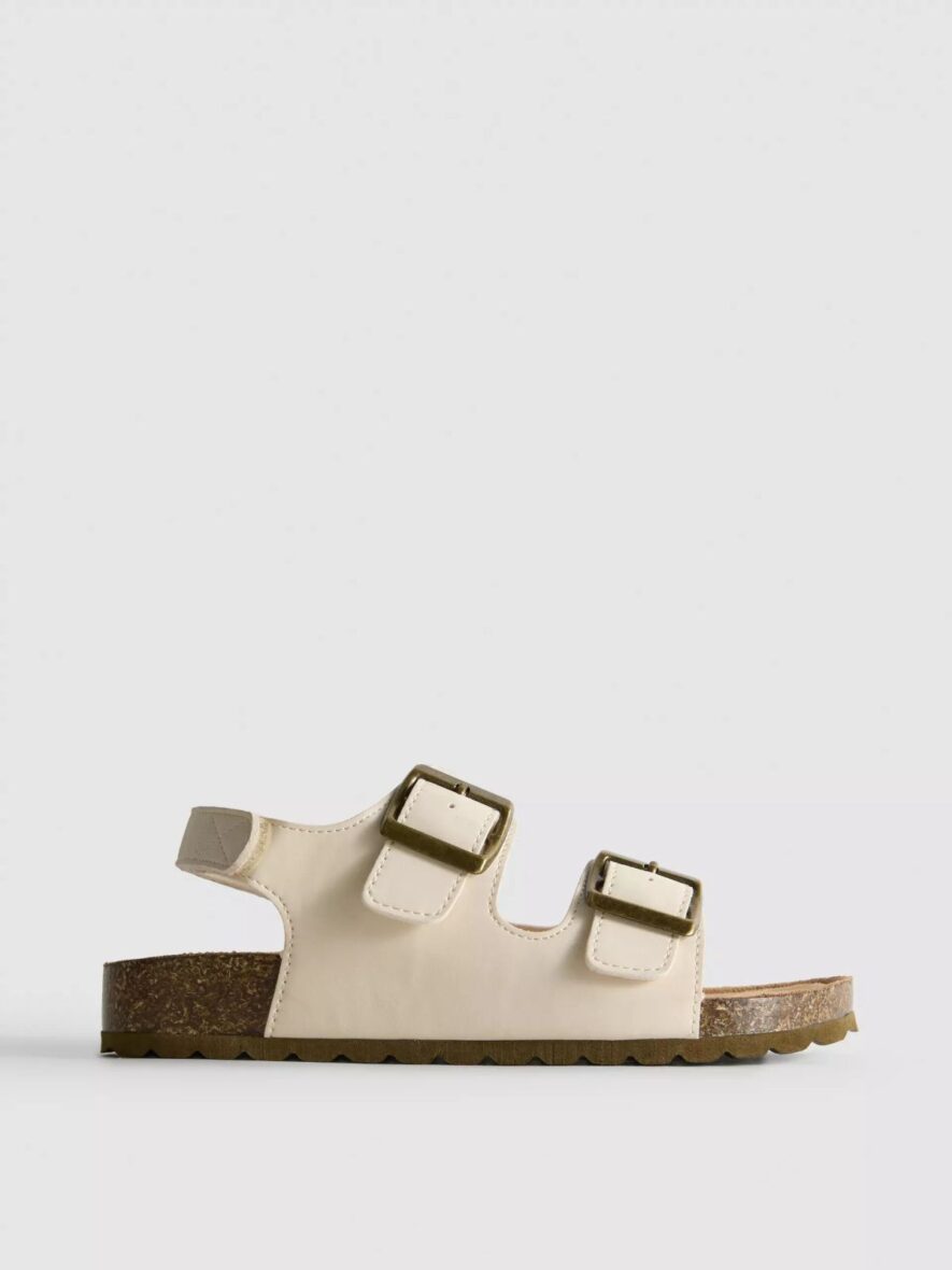 Double Buckle Strap Sandals Beige