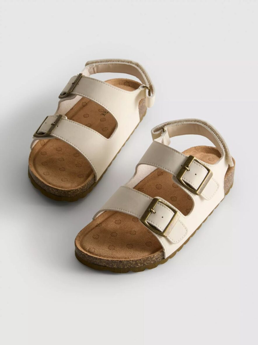 Double Buckle Strap Sandals Beige 2